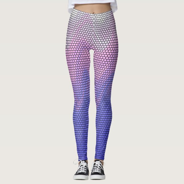 Hexagon Lila Rosa Abstrakt Mönster Leggings (Framsida)