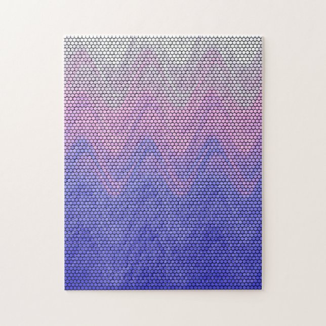 Hexagon Lila Rosa Abstrakt Mönster Pussel (Vertikal)