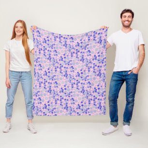 Hexagon mönster 01b.Blue Lpink BG Fleecefilt