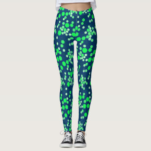 Hexagon mönster 02b.Grönt DBlue BG Leggings