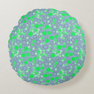Hexagon mönster 02b.Grönt LBlue BG Rund Kudde