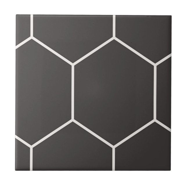 Hexagon Mönster Black Ceramic Tile Kakelplatta (Framsidan)