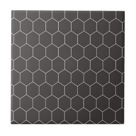 Hexagon Mönster Black Kakelplatta