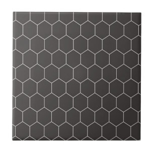 Hexagon Mönster Black Kakelplatta