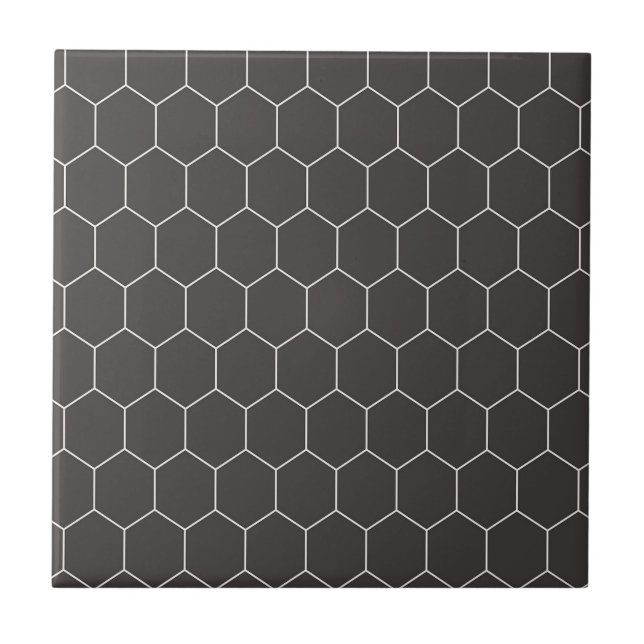 Hexagon Mönster Black Kakelplatta (Framsidan)
