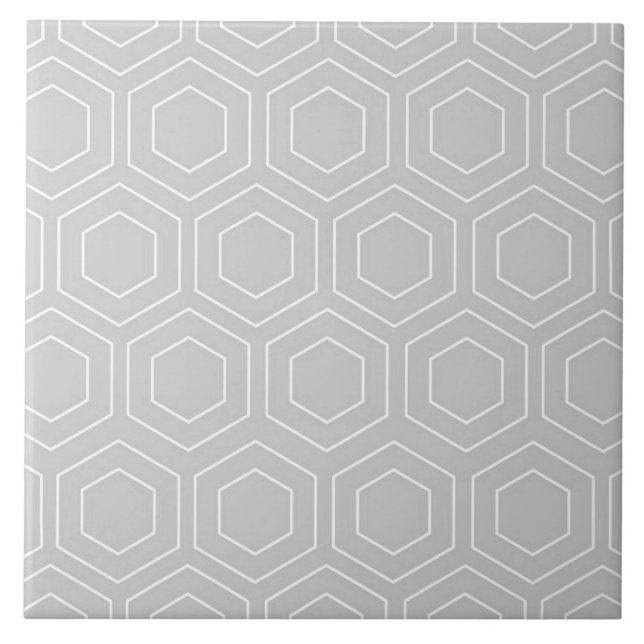 Hexagon Mönster Grått och White Modern Ceramic Til Kakelplatta (Framsidan)