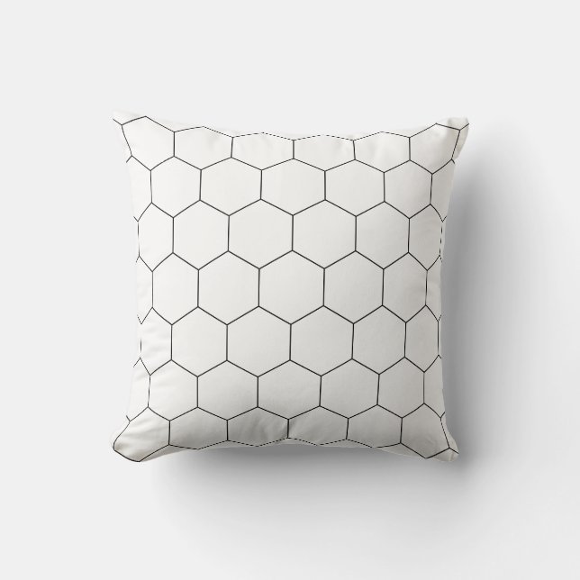 Hexagon Mönster, Honeycomb, Black and White Kudde (Framsida)