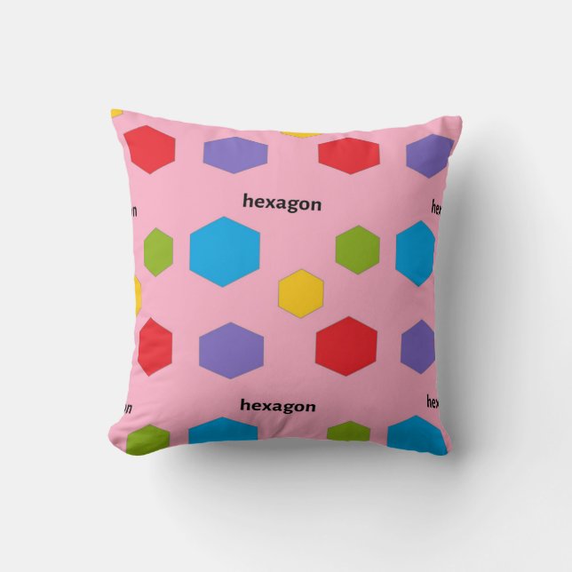 Hexagon mönster på rosa kudde (Framsida)