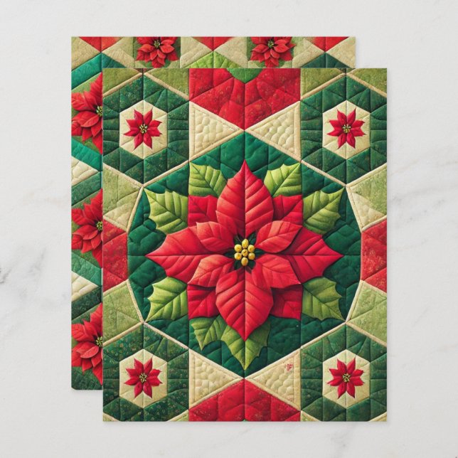 Hexagon Patchwork Poinsettia Scrapbook Papper (Fram/baksida)