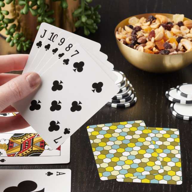 Hexagon Pattern in Yellow, Green and Blue Casinokort (På plats)