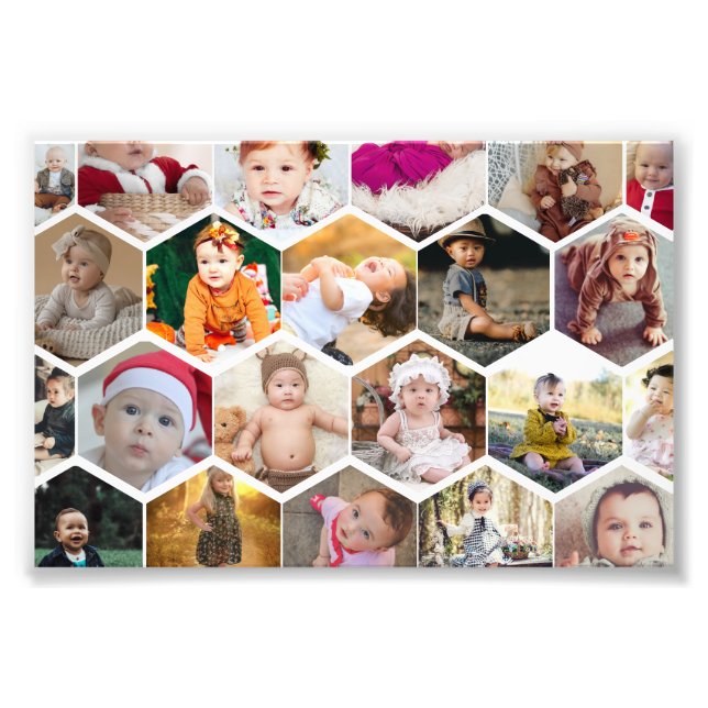 Hexagon Photo Collage Fototryck (Framsidan)