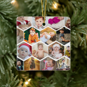 Hexagon Photo Collage Julgransprydnad Keramik