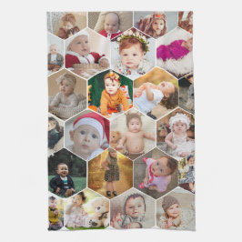 Hexagon Photo Collage Kökshandduk