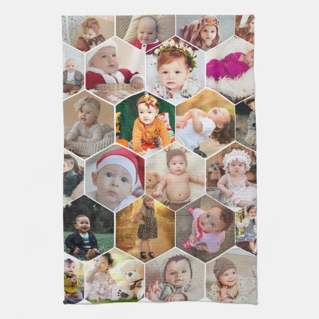 Hexagon Photo Collage Kökshandduk (Vertikal)