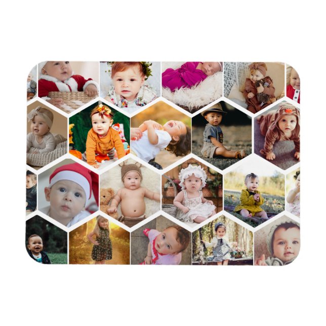 Hexagon Photo Collage Magnet (Horisontell)