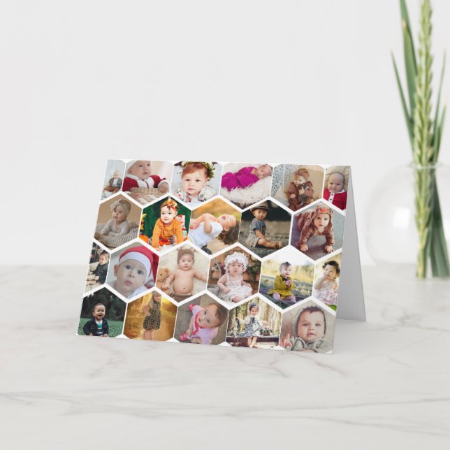 Hexagon Photo Collage Meddelande (Framsida)
