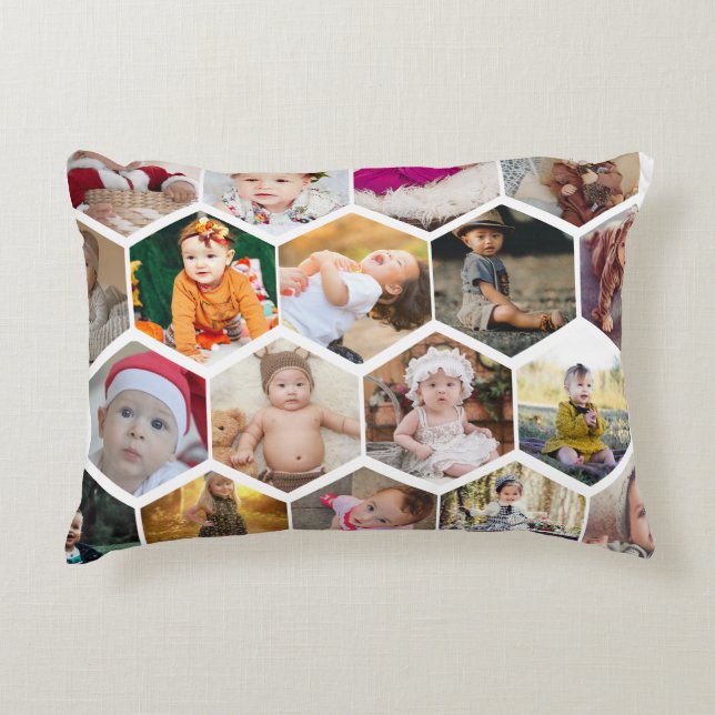 Hexagon Photo Collage Prydnadskudde (Framsidan)