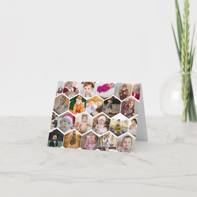 Hexagon Photo Collage Tack Kort (Framsida)