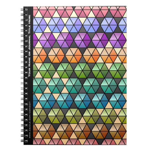 Hexagon Quilt (Warm Rainbow - Personlig) Anteckningsbok (Framsidan)