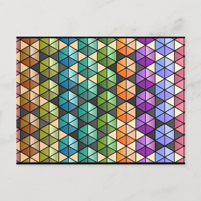 Hexagon Quilt (Warm Rainbow) Vykort (Framsida)