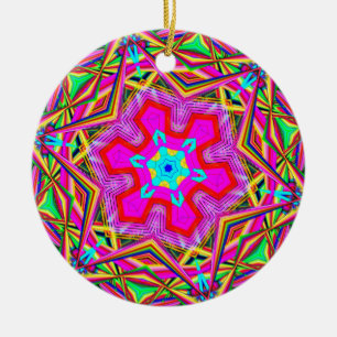 Hexagon snowflake kaleidoskop julgransprydnad keramik