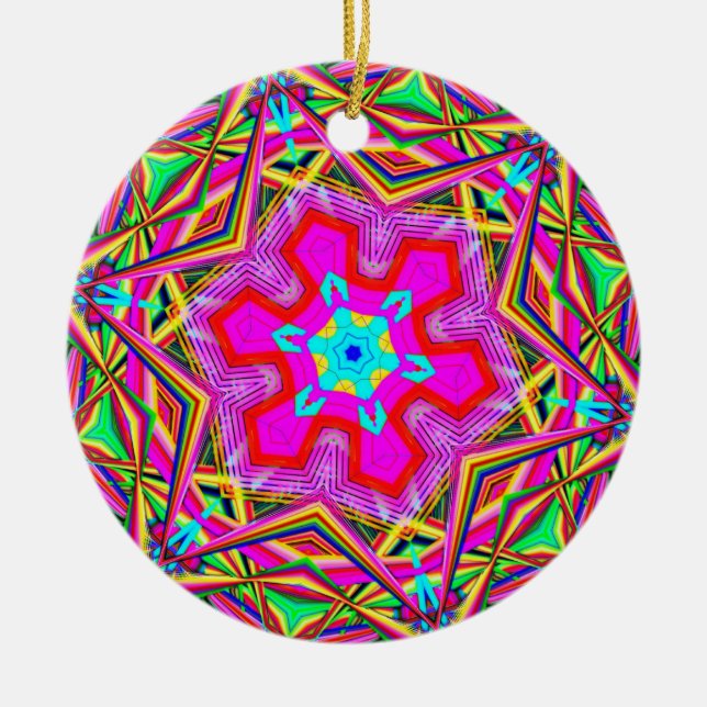 Hexagon snowflake kaleidoskop julgransprydnad keramik (Framsidan)