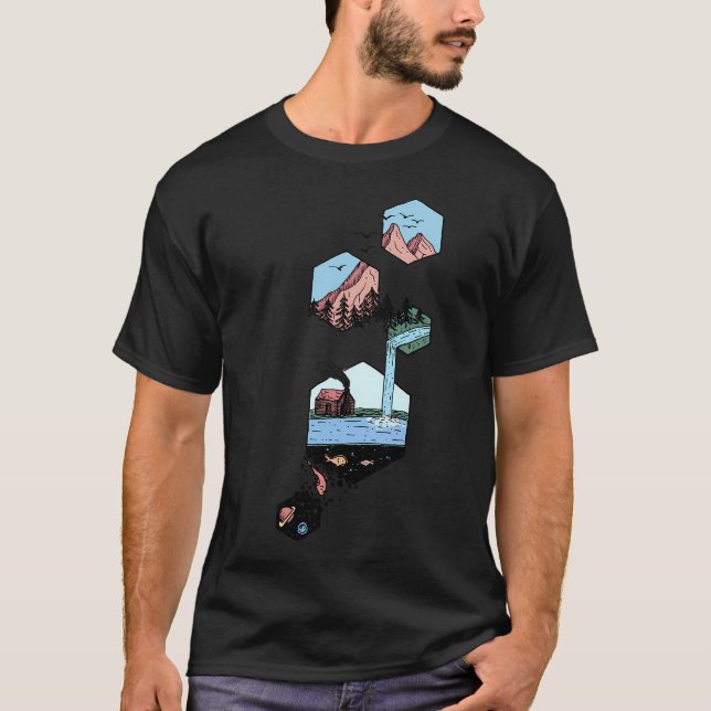 Hexagon Travel - Färglagd T Shirt (Framsida)