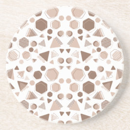 Hexagon & Triangle Rosa & Brown on White Mönster Underlägg
