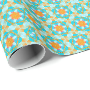 Hexagon Turcoise Rosa Wrapping Papper Presentpapper