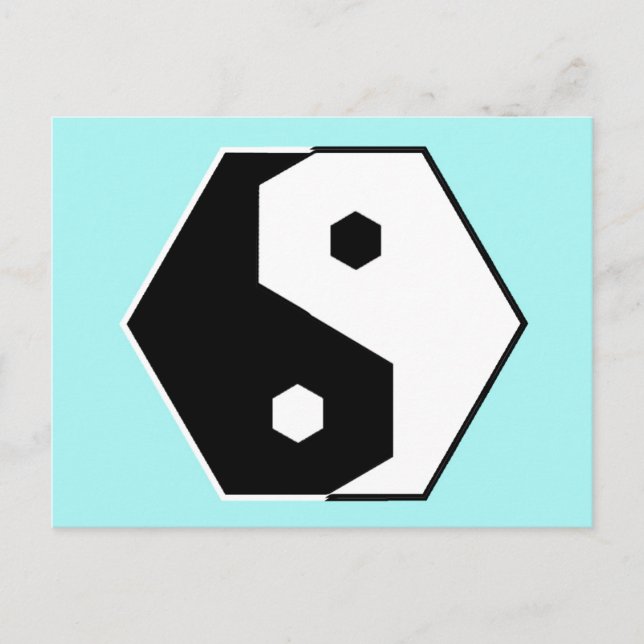 Hexagon Yin Yang Postcard Vykort (Framsida)