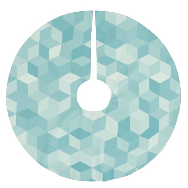 Hexagonal Blue Seamless Mönster Julgransmatta Borstad Polyester (Framsidan)