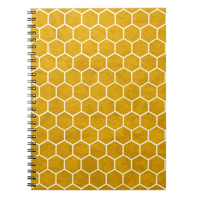Hexagonal Hexagon Mönster Gult Anteckningsbok (Framsidan)