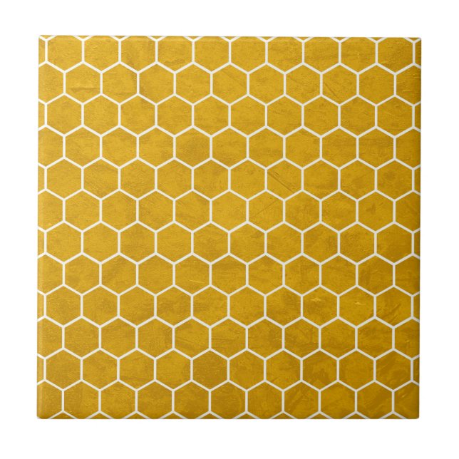 Hexagonal Hexagon Mönster Gult Kakelplatta (Framsidan)
