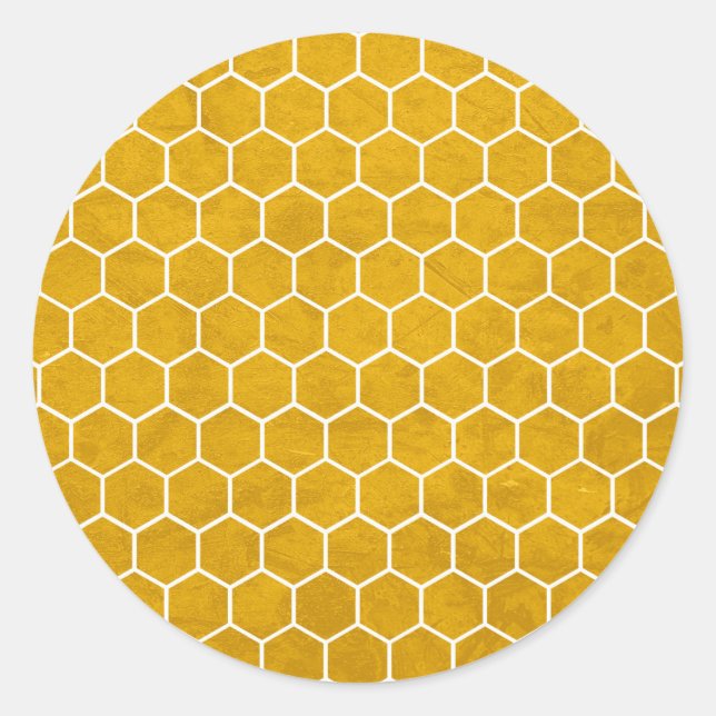 Hexagonal Hexagon Mönster Gult Runt Klistermärke (Framsida)