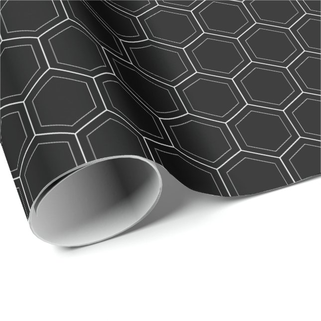 Hexagonal japansk traditionell vit linje mönster presentpapper (Rullad Hörn)