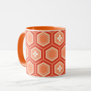 Hexagonal Kimono-utskrift, Mandarin-Orange Mugg