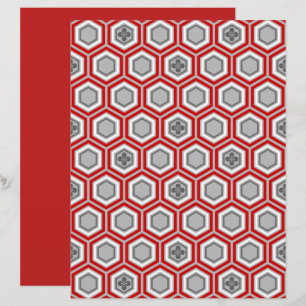 Hexagonal Kimono-utskrift, rött och Grått/Grått