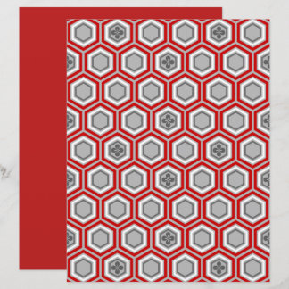 Hexagonal Kimono-utskrift, rött och Grått/Grått