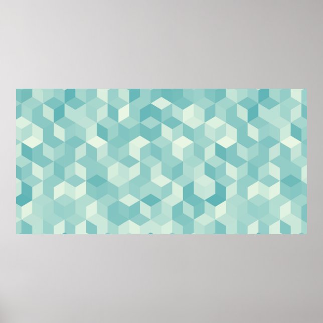Hexagonal ljusblå, sömlös mönster poster (Framsidan)