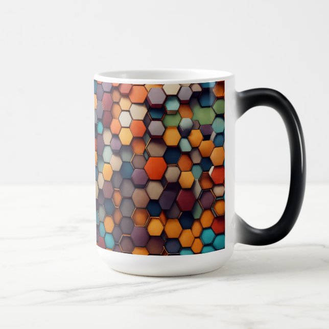 Hexagonal Prism Abstrakt Mönster - Färg Morphing Magisk Mugg (Höger)