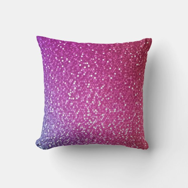 Hexagonal regnbågsövertoning Glitter Kudde (Framsida)