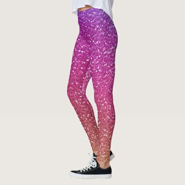 Hexagonal regnbågsövertoning Glitter Leggings (Vänster)