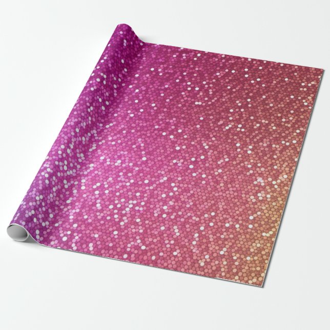 Hexagonal regnbågsövertoning Glitter Presentpapper (Utrullad)