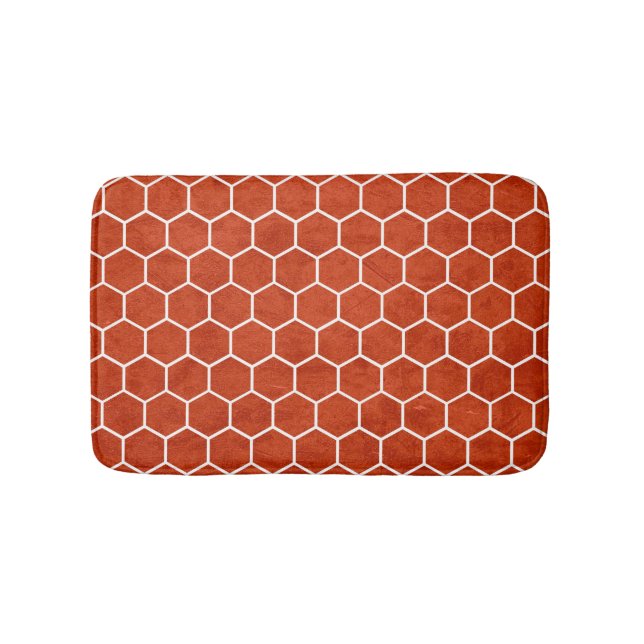 Hexagonal Texturerad Mönster Rustic Barn Red Badrumsmatta (Framsidan)