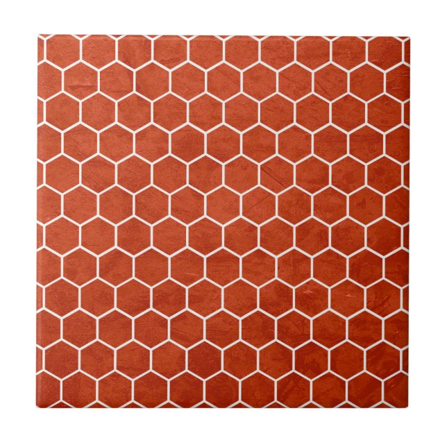 Hexagonal Texturerad Mönster Rustic Barn Red Kakelplatta (Framsidan)