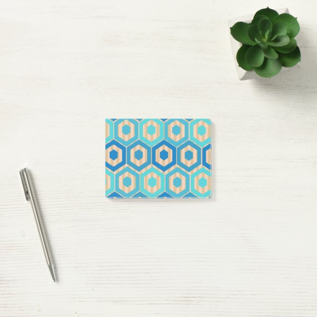 Hexagoner och Rand - hav och sand Post-it Block (Kontor)