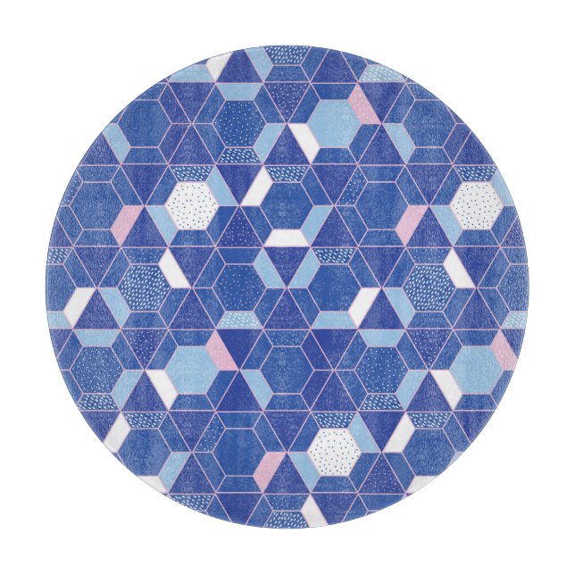Hexagoner, trianglar: geometrisk abstrakt mönster. (Framsidan)