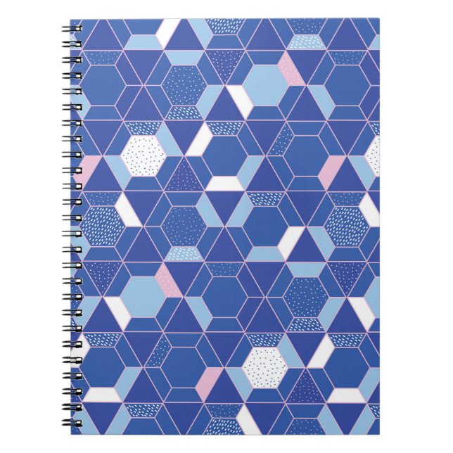 Hexagoner, trianglar: geometrisk abstrakt mönster. anteckningsbok (Framsidan)