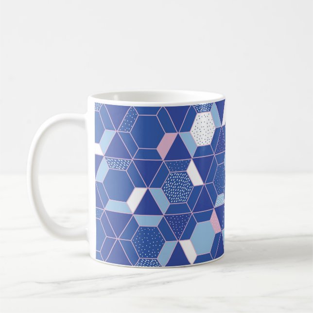 Hexagoner, trianglar: geometrisk abstrakt mönster. kaffemugg (Vänster)