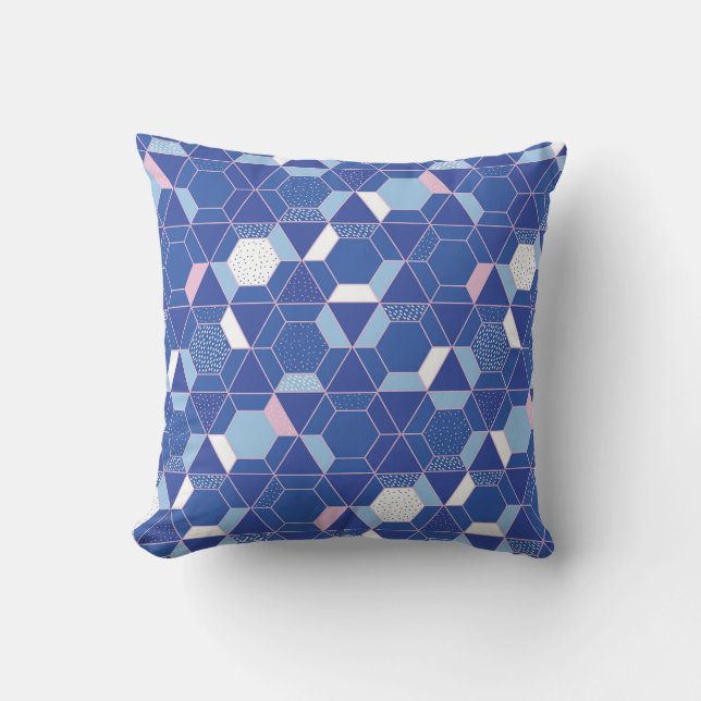 Hexagoner, trianglar: geometrisk abstrakt mönster. kudde (Framsida)